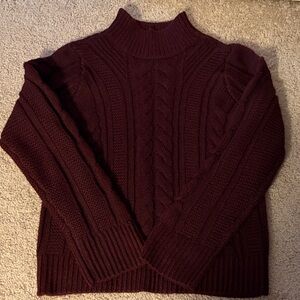 Simply Vera Vera Wang Maroon Cable Knit Turtleneck Sweater